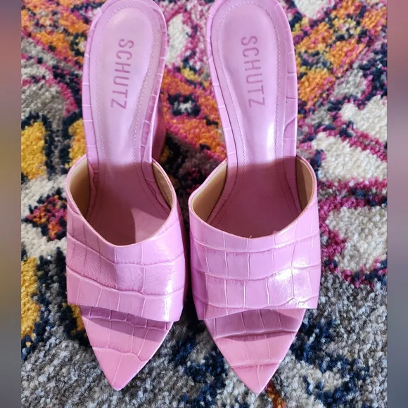 Schutz Croc-Embossed Lucimara Wedge Sandals - Picture 3 of 6